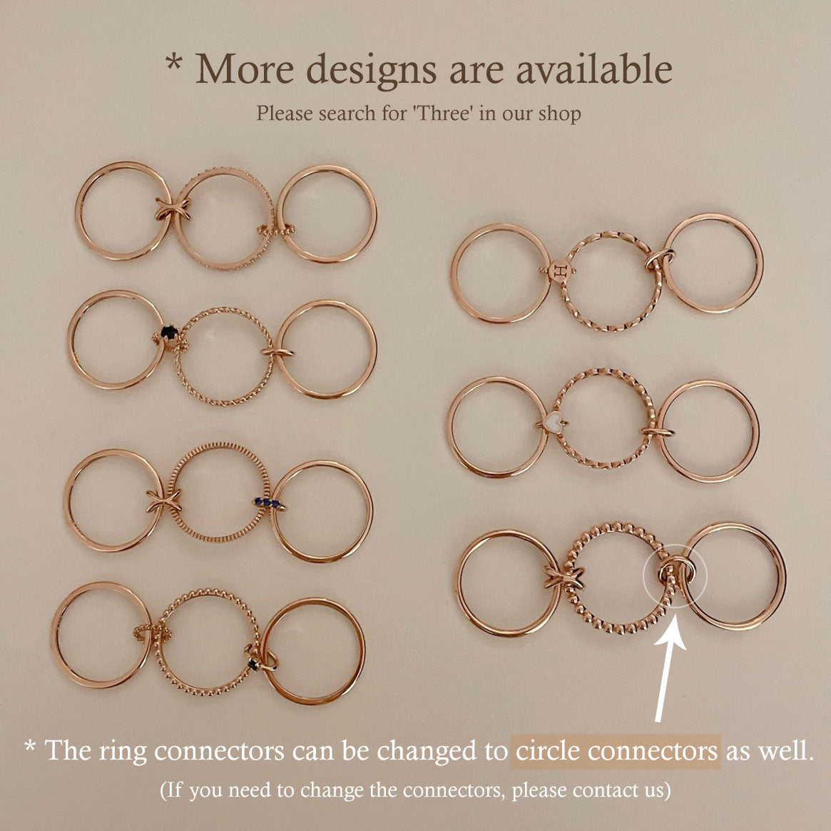 Three Connector Blue CZ Band Ring