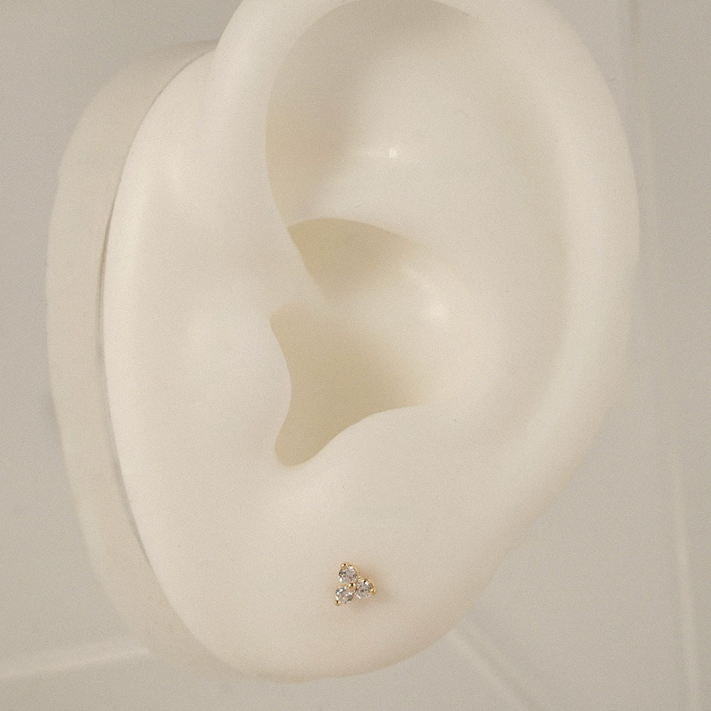 Three Stone Stud Earrings