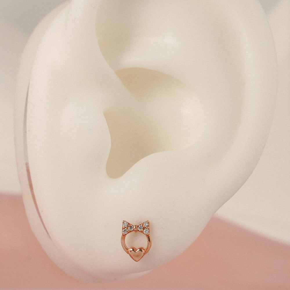 Bow Heart Stud Earrings