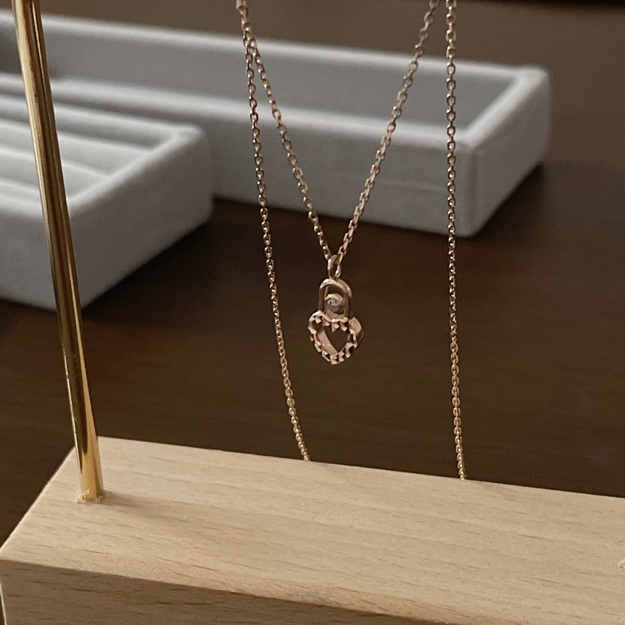 Heart Lock Necklace with Diamond