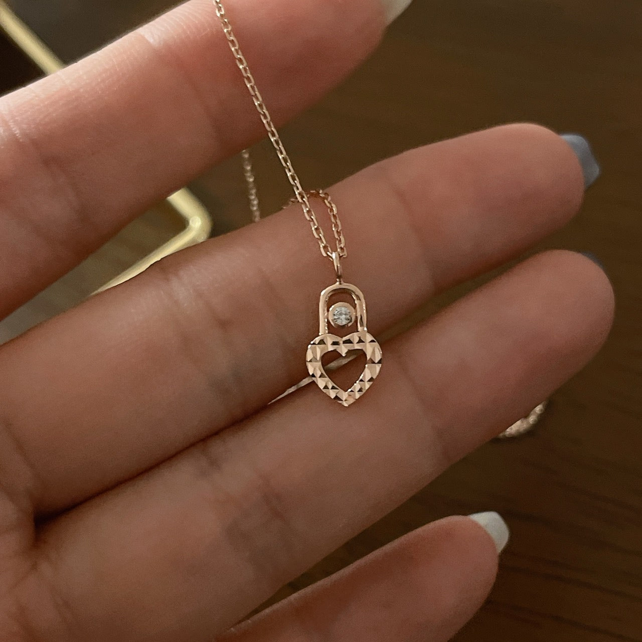 Heart Lock Necklace with Diamond