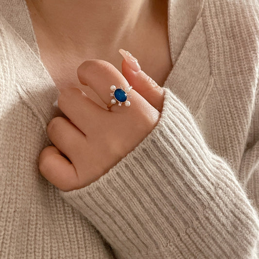 Blue Opal Ring with Peals