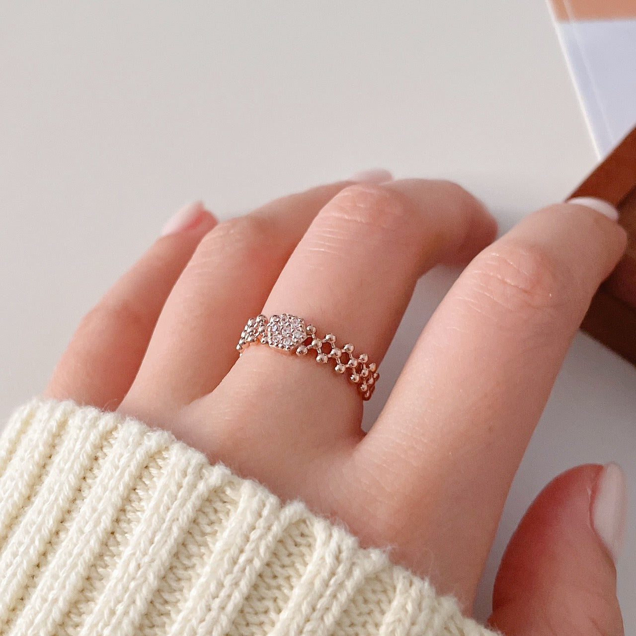 Bead CZ Ring