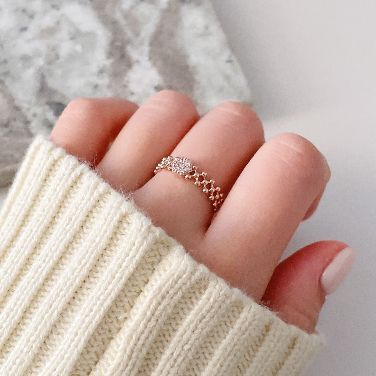 Bead CZ Ring