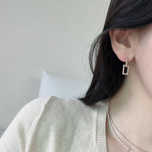 Square Link Drop Earrings