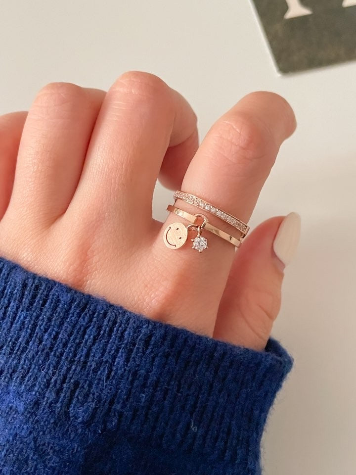 Happy Face Charm Ring