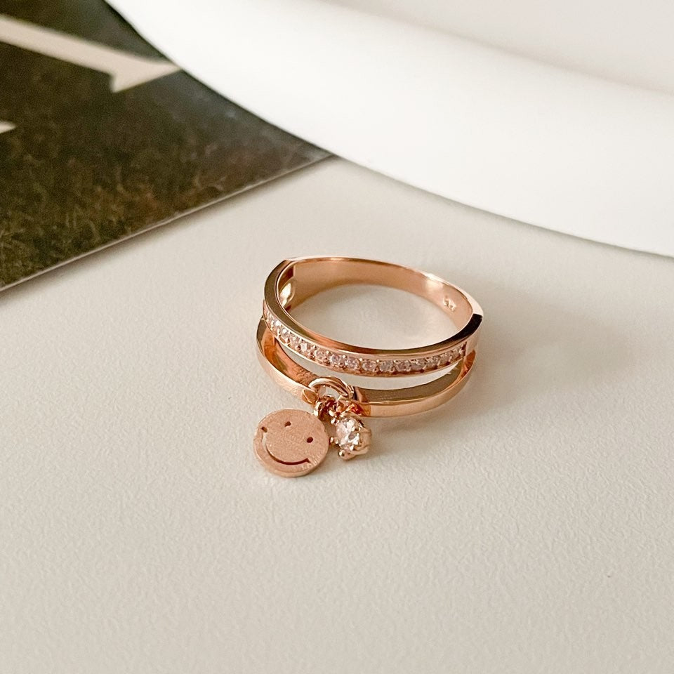 Happy Face Charm Ring