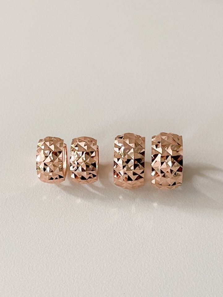 Pyramid Cut Hoop Earrings