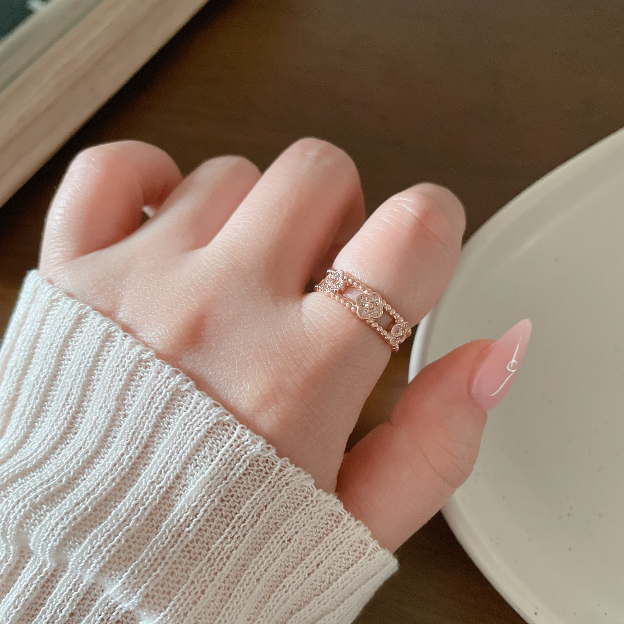 Flower Double Row Ring