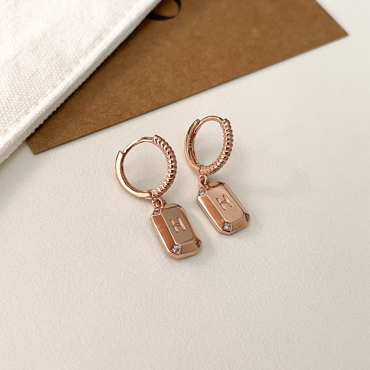 H Rectangle Earrings