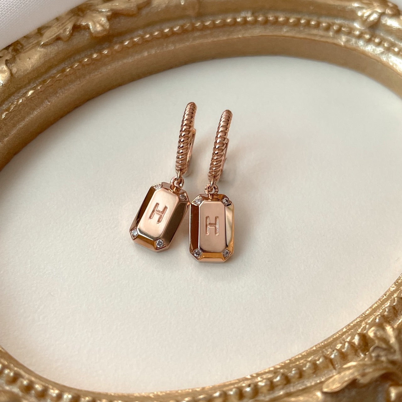 H Rectangle Earrings