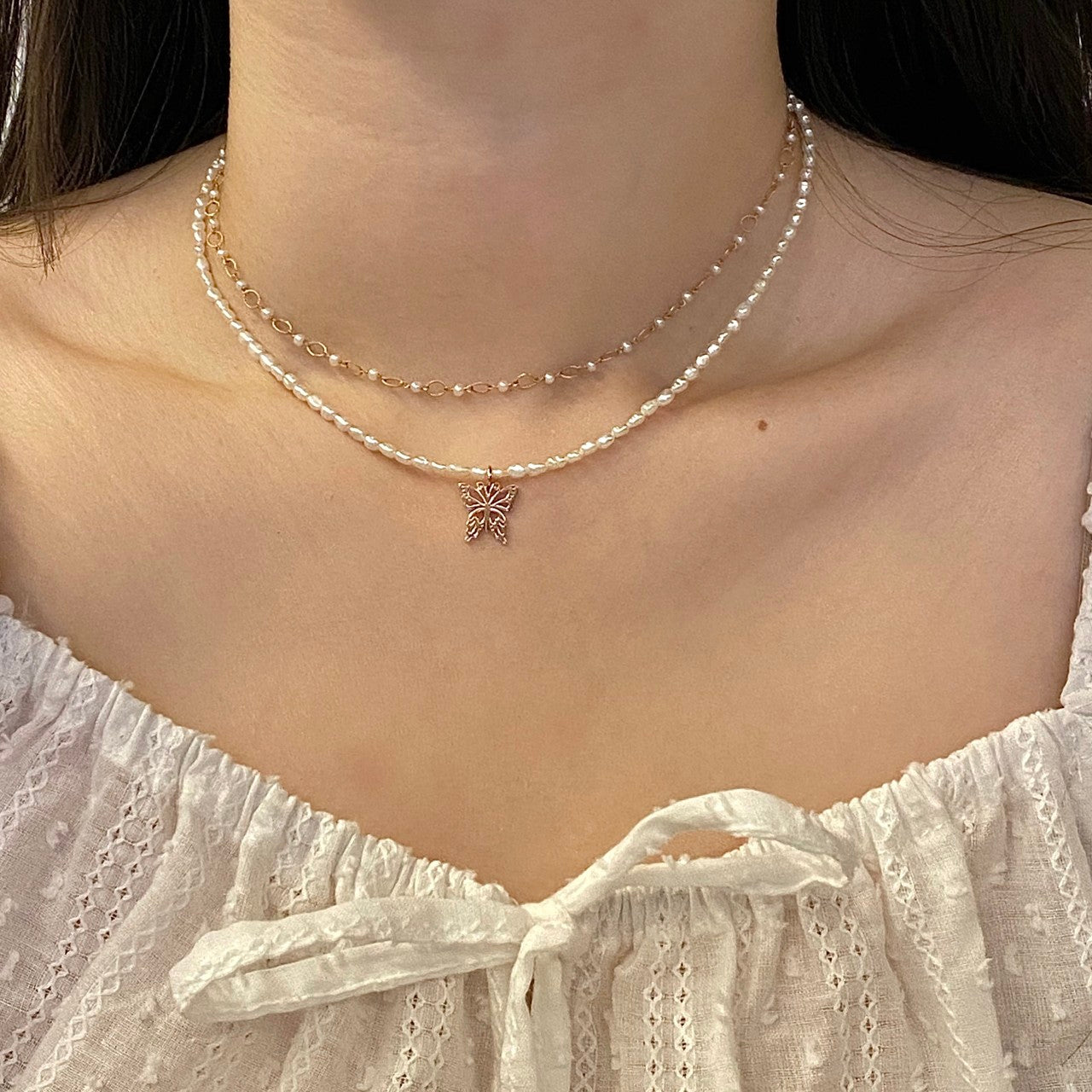 Butterfly Pearl Necklace