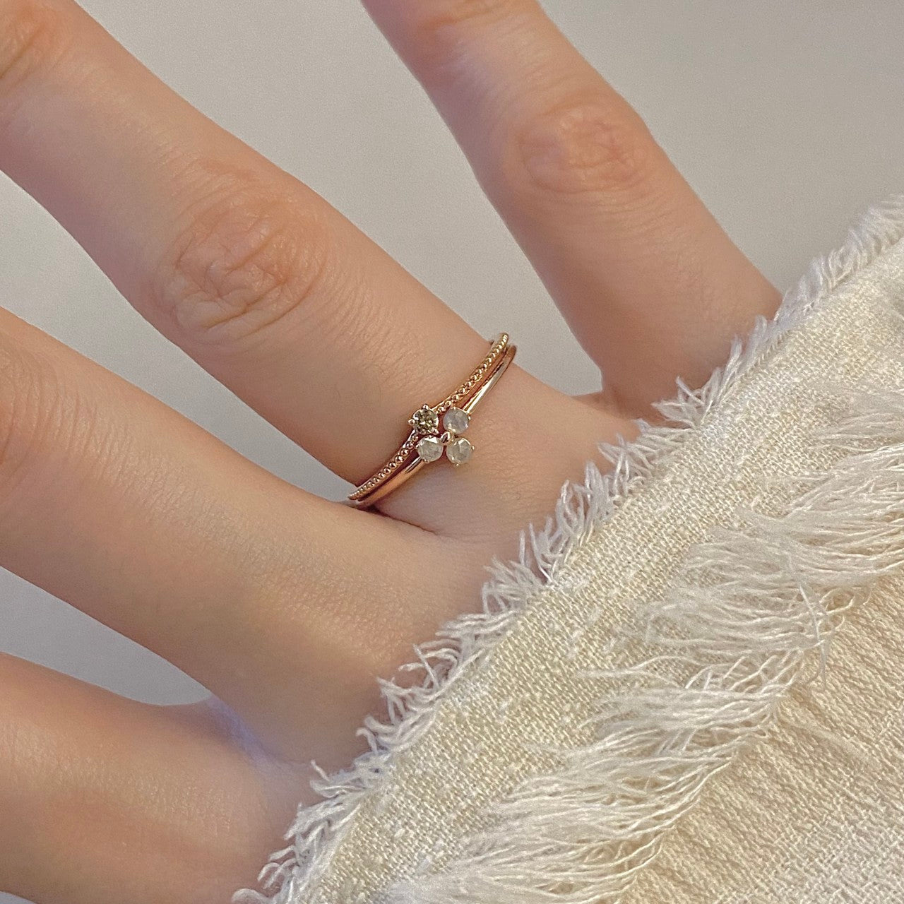 Diamond Flower Ring Set