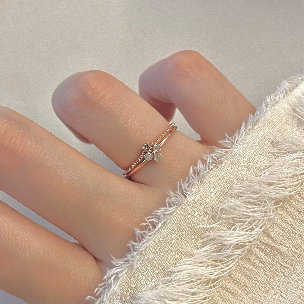 Diamond Flower Ring Set