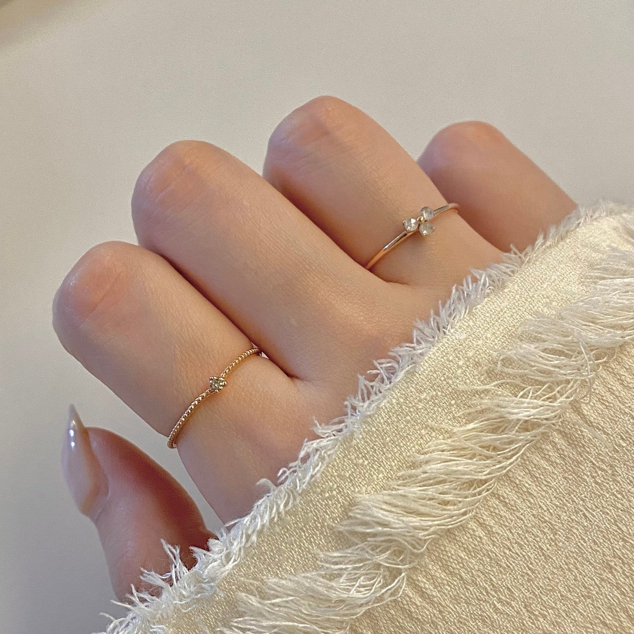 Diamond Flower Ring Set