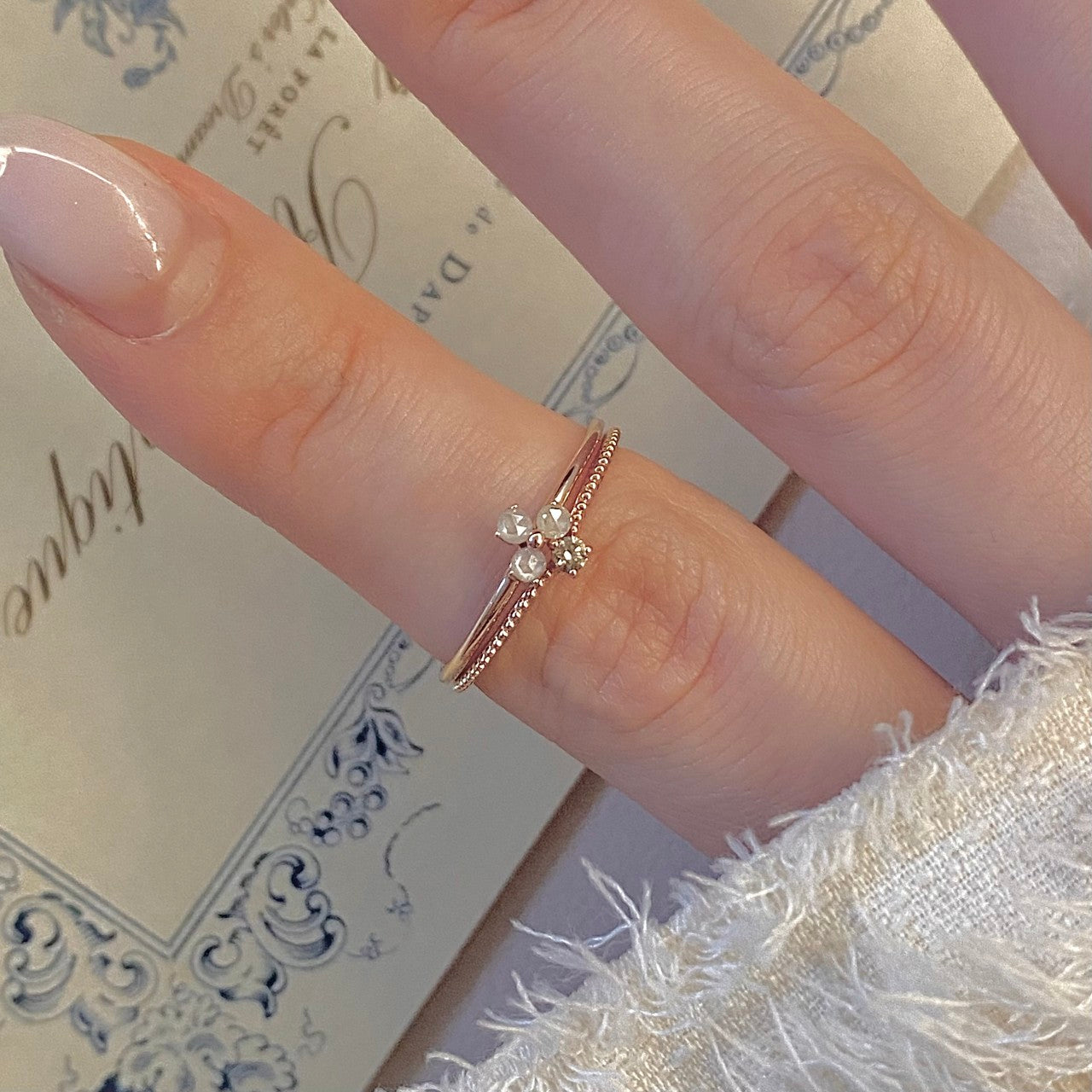 Diamond Flower Ring Set