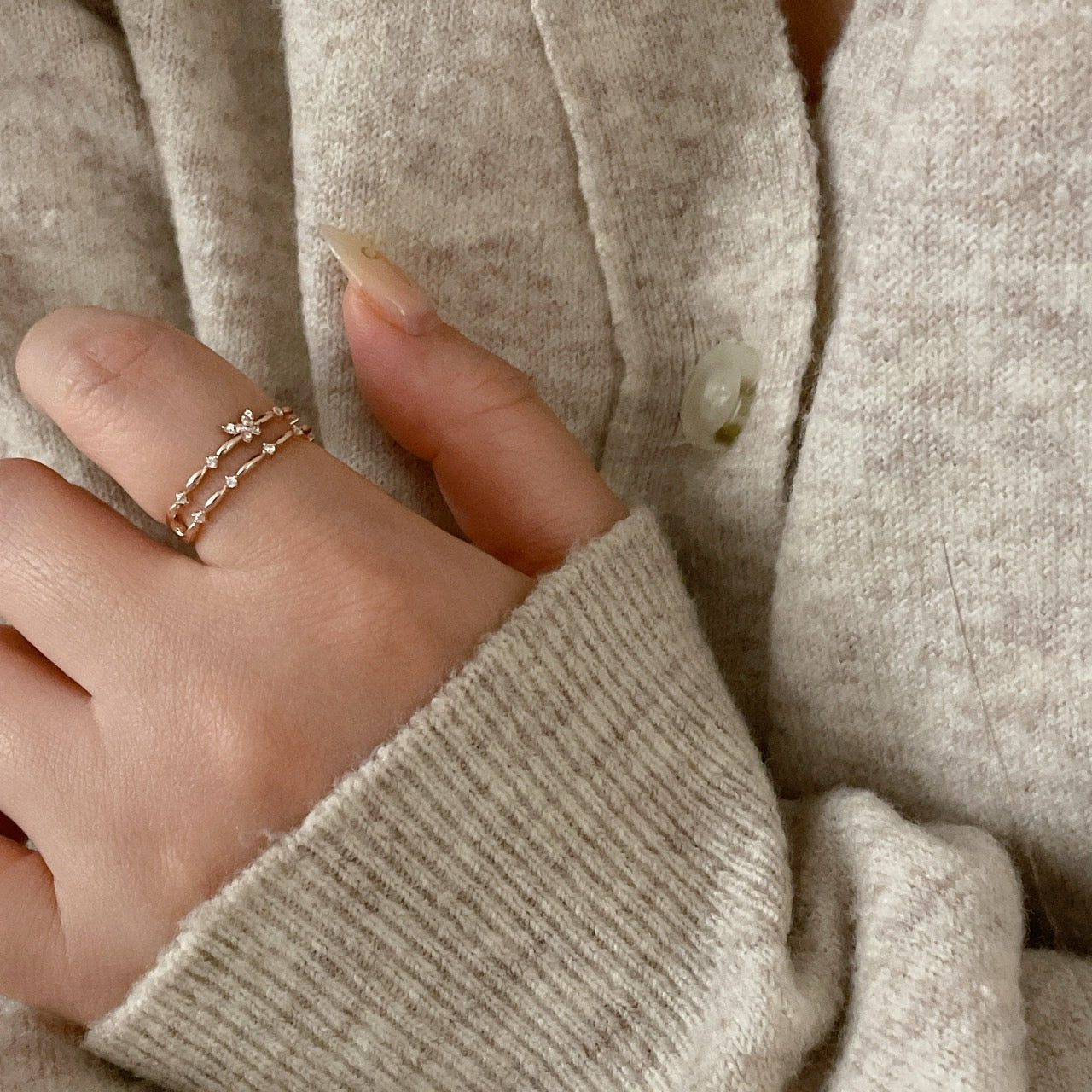 Double Row Butterfly Ring