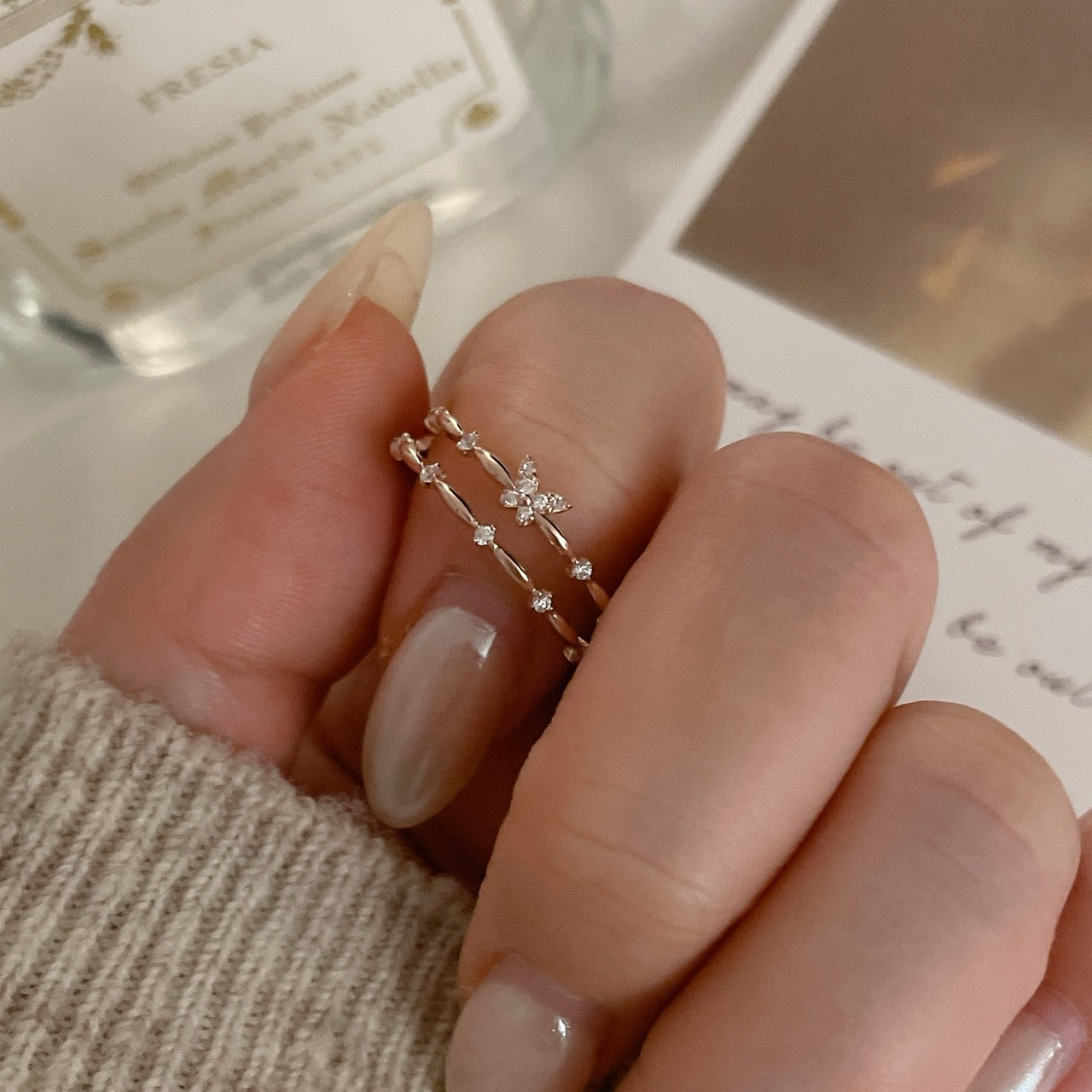Double Row Butterfly Ring