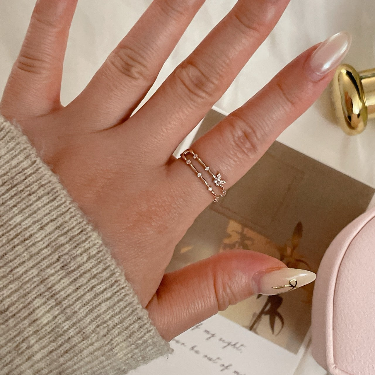 Double Row Butterfly Ring