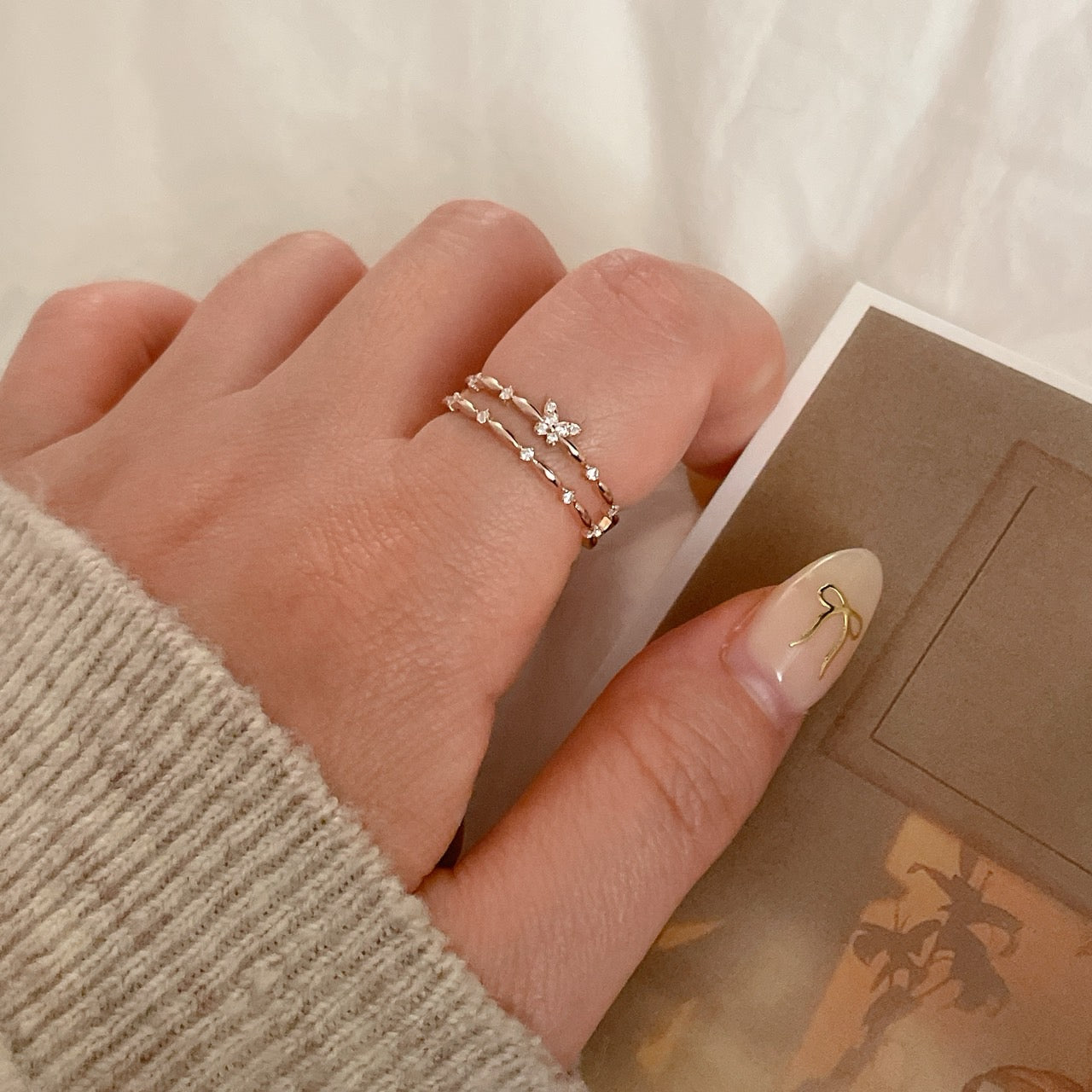 Double Row Butterfly Ring