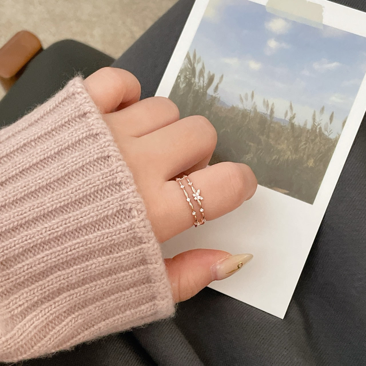 Double Row Butterfly Ring