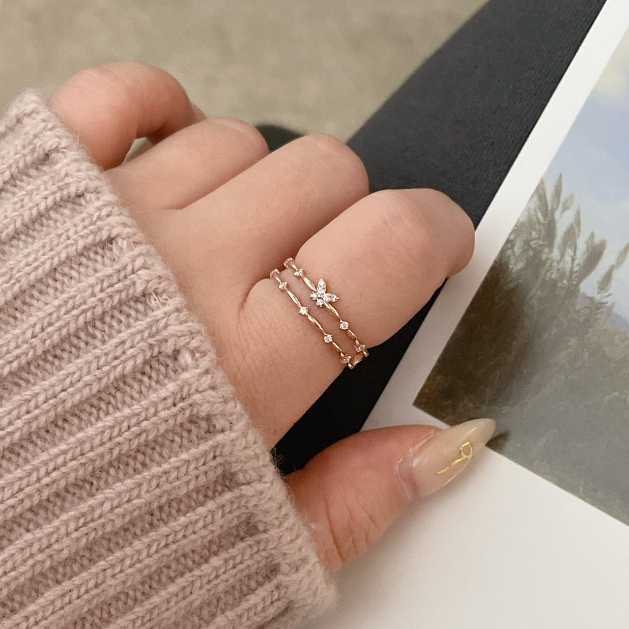 Double Row Butterfly Ring