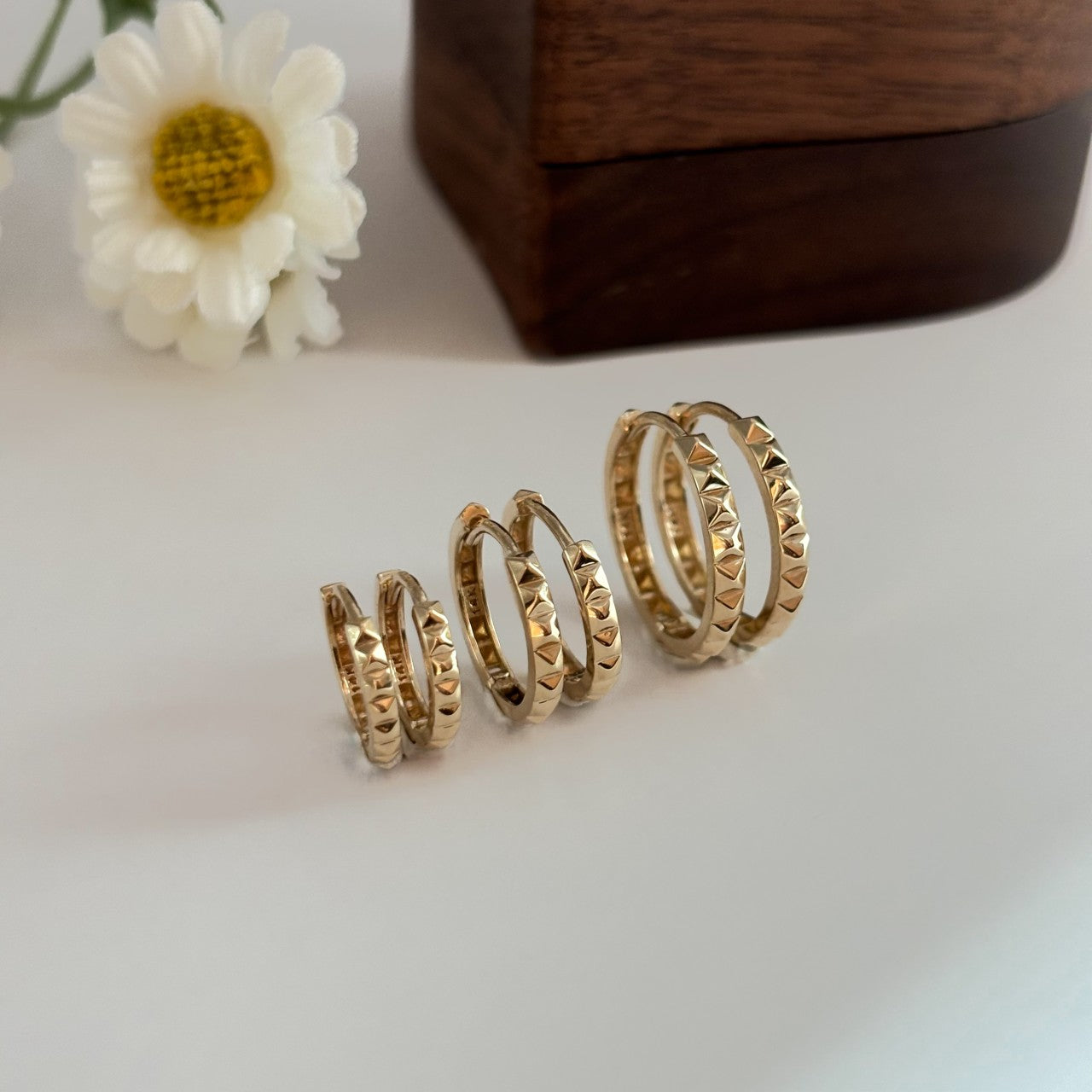 Plain Pyramid Hoop Earrings