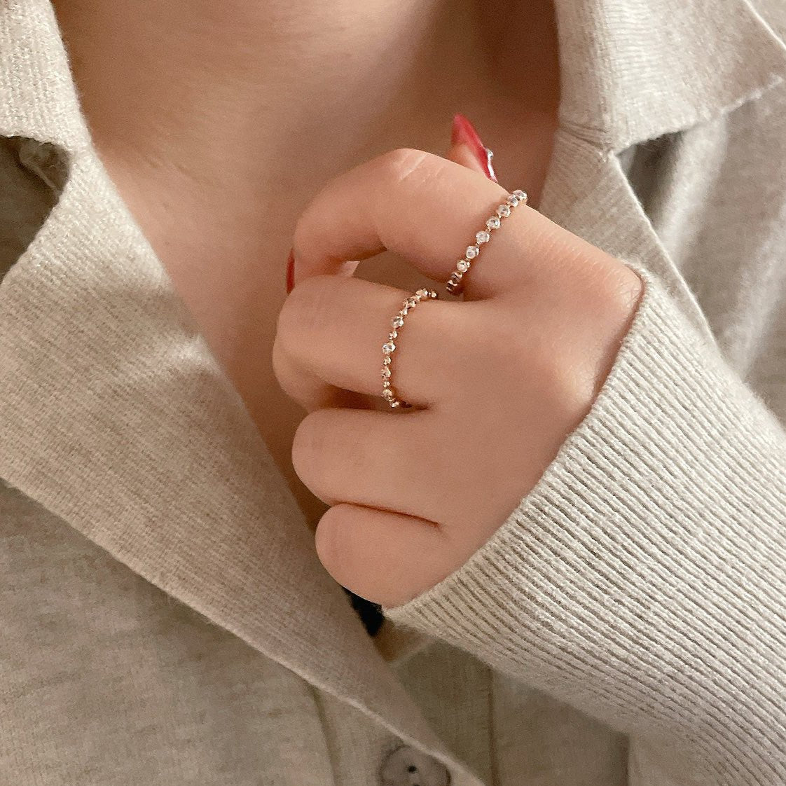 Beaded CZ Ring