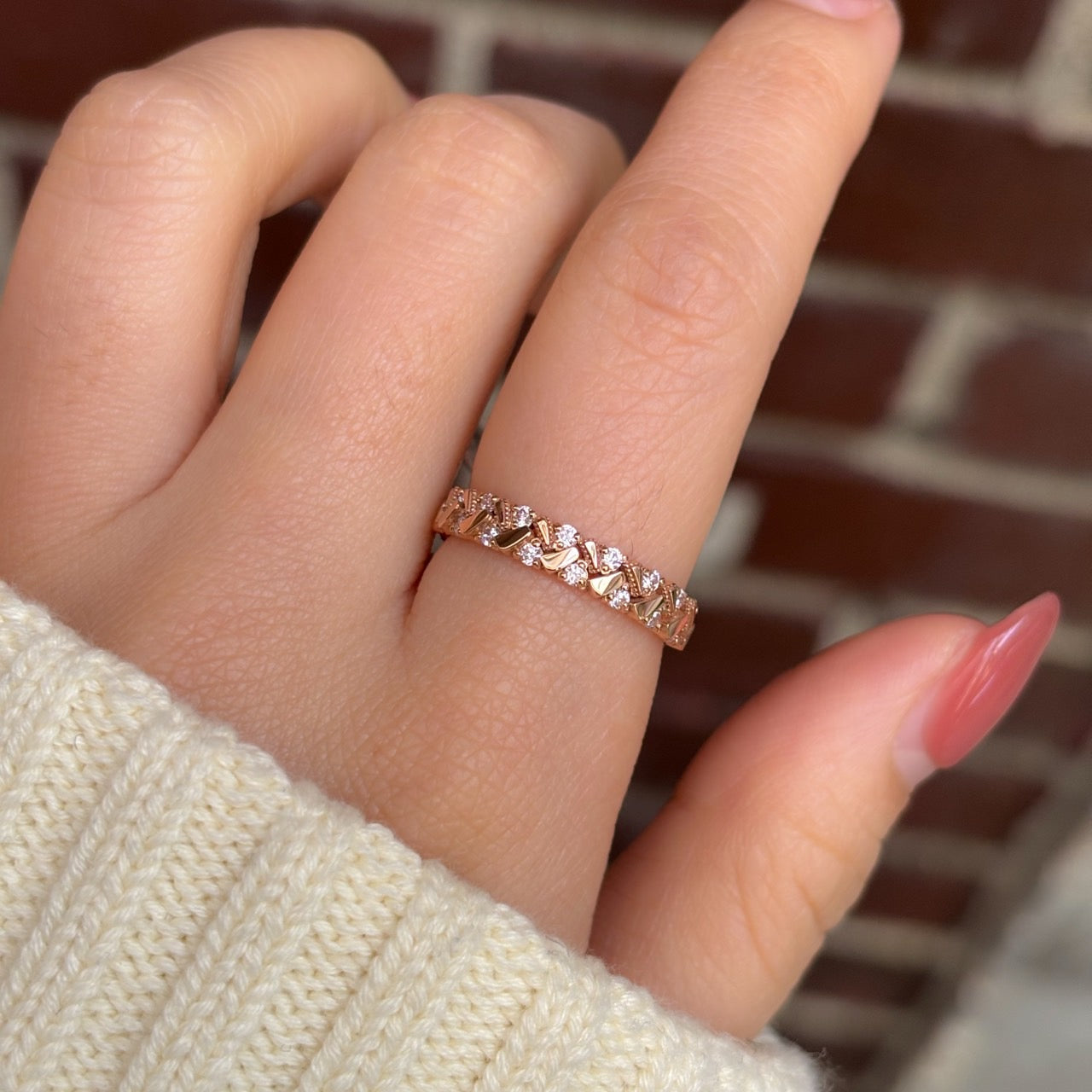 CZ Cluster Band Ring
