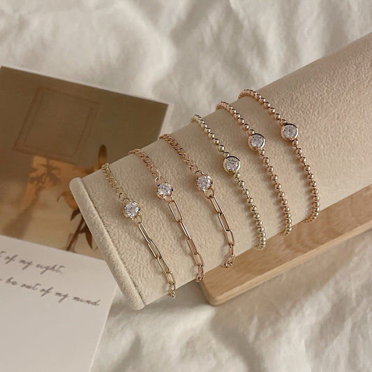 Bezel Beed & Chain Bracelet