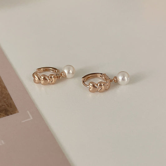 Heart Pearl Dangle Earrings
