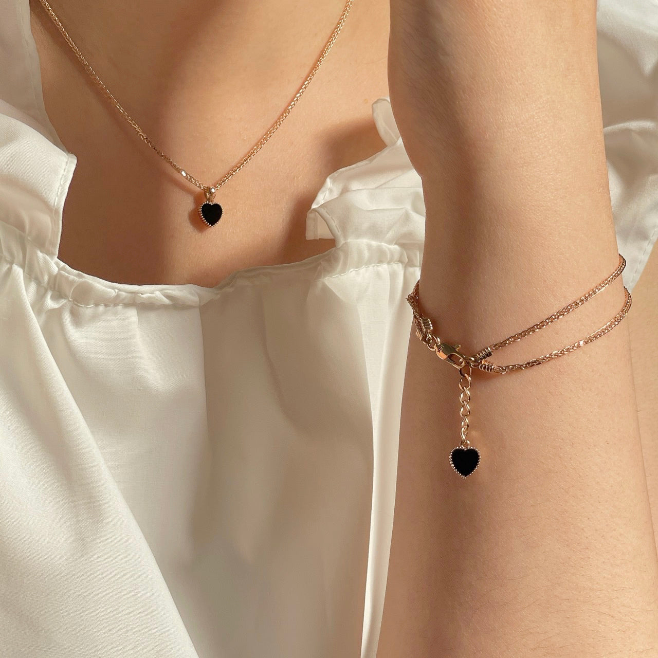 Heart Onyx Pendant Necklace