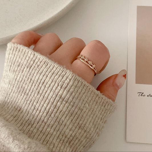 Tow Row Flower Ring