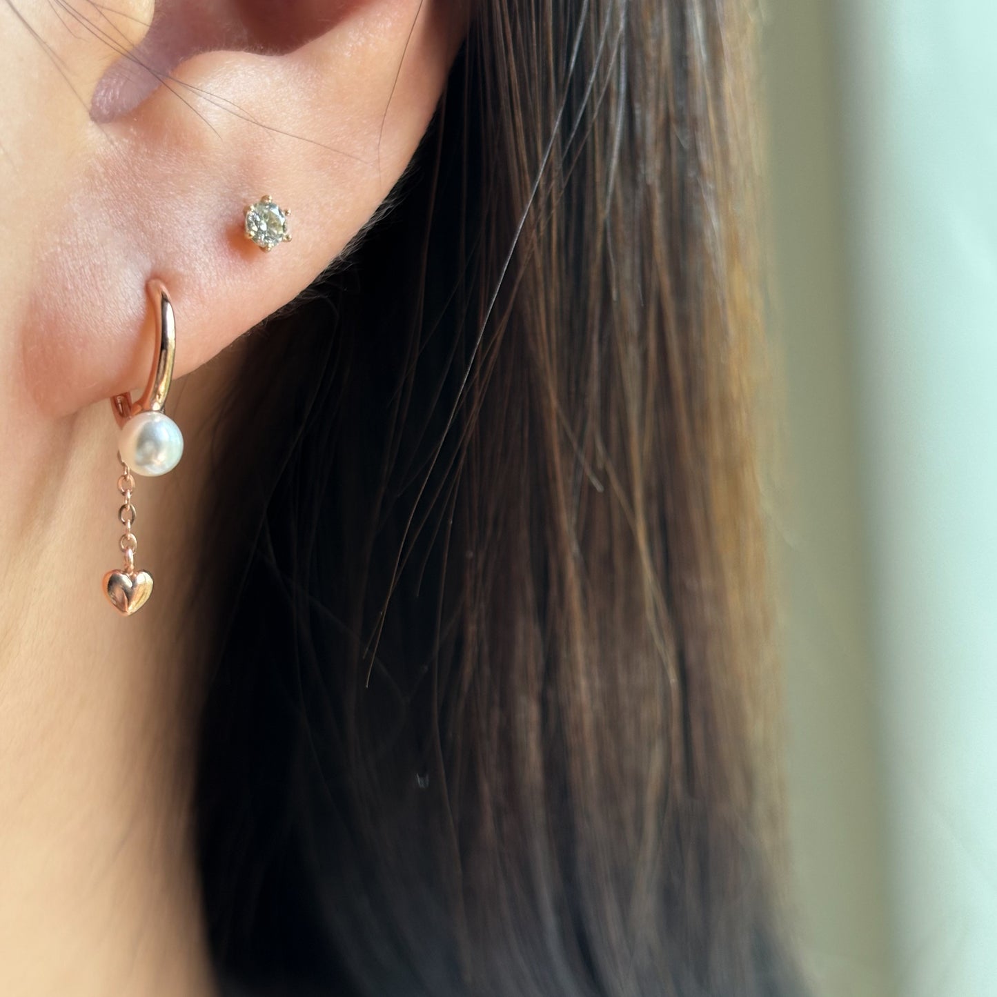 Pearl Heart Drop Earrings