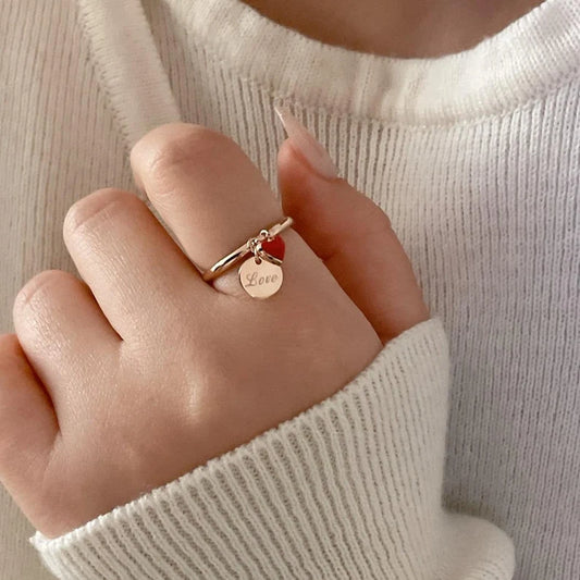Heart Engraved Charm Ring