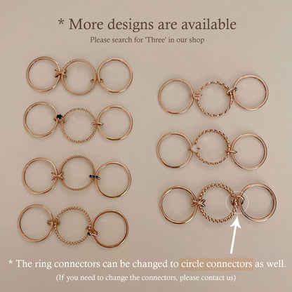 Three Connector Blue CZ Band Ring