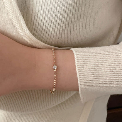 Bezel Beed & Chain Bracelet