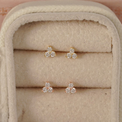 Three Stone Stud Earrings
