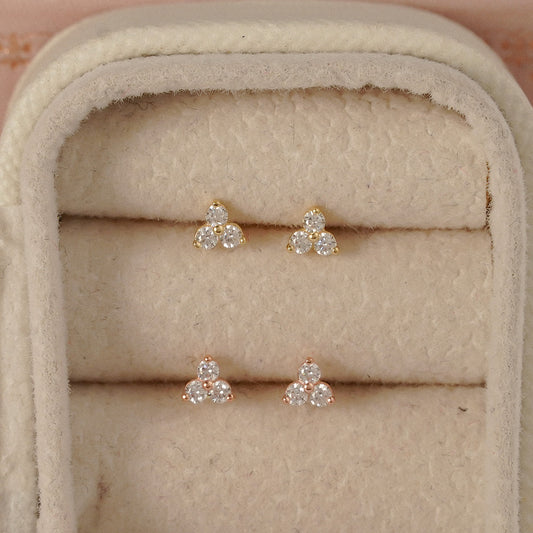 Three Stone Stud Earrings