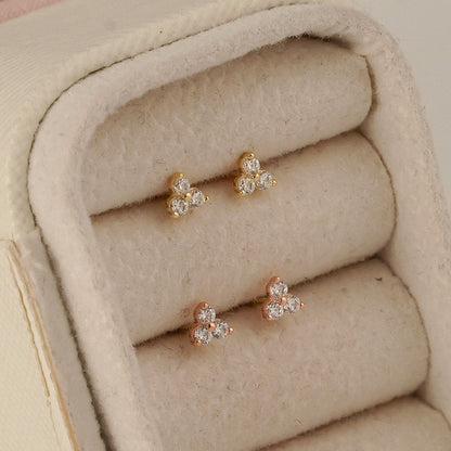 Three Stone Stud Earrings