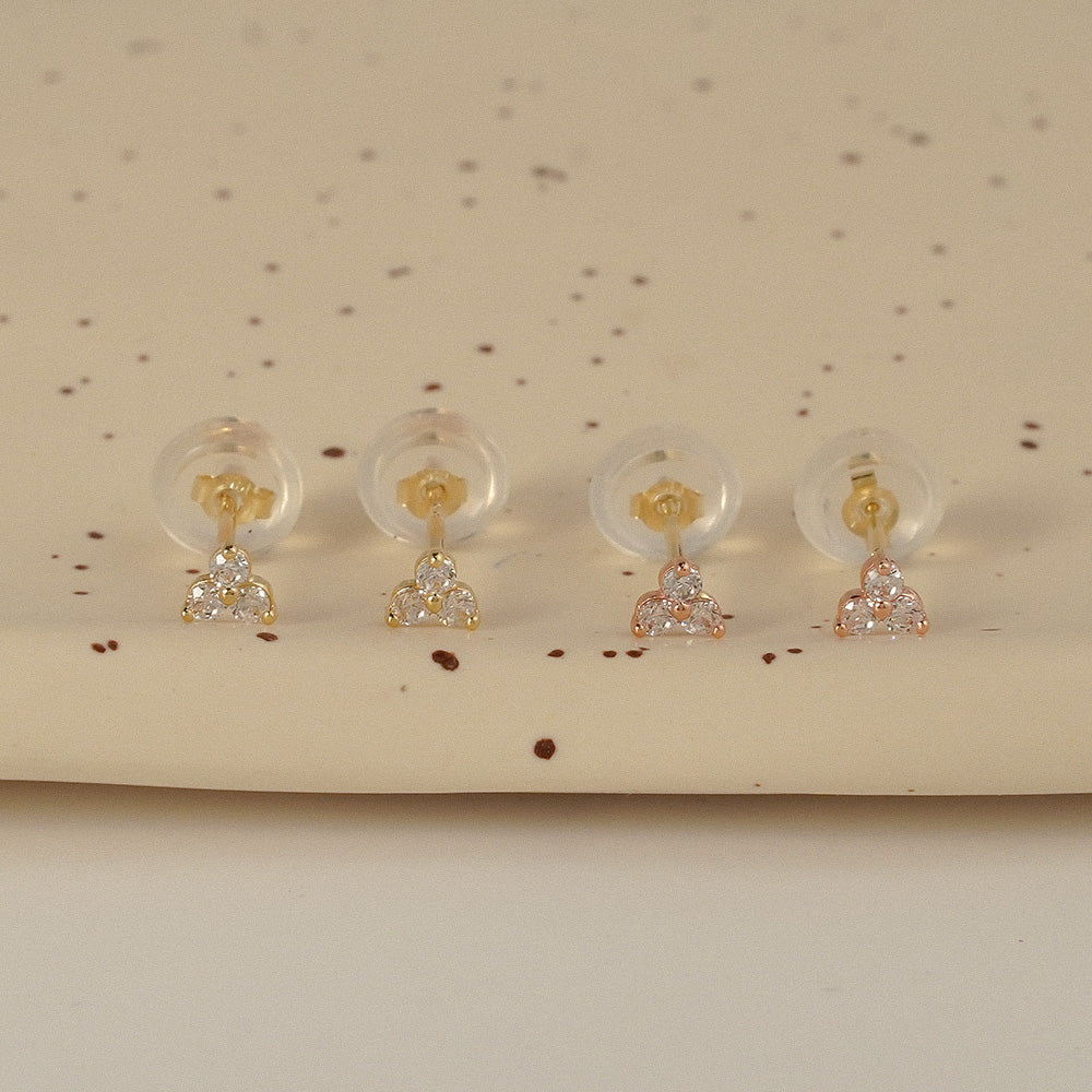 Three Stone Stud Earrings