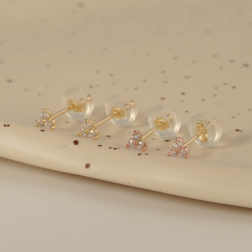 Three Stone Stud Earrings