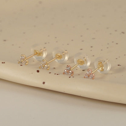Three Stone Stud Earrings