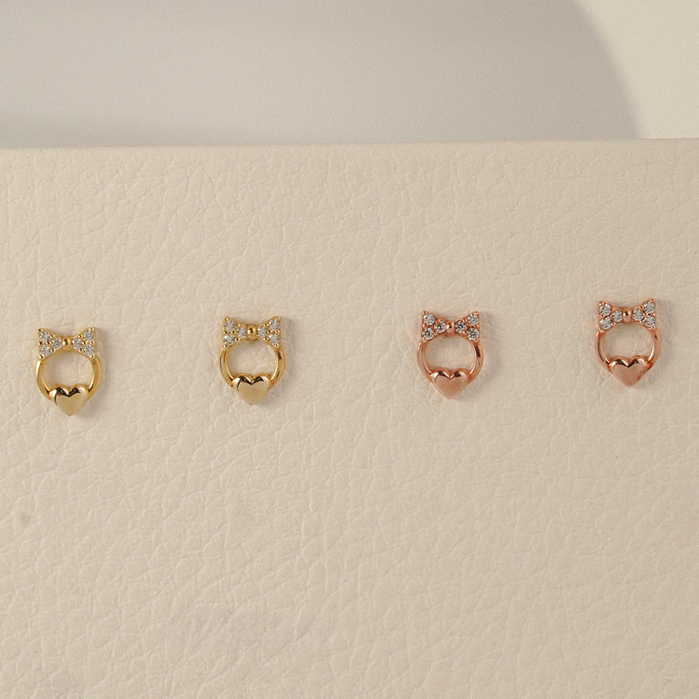 Bow Heart Stud Earrings