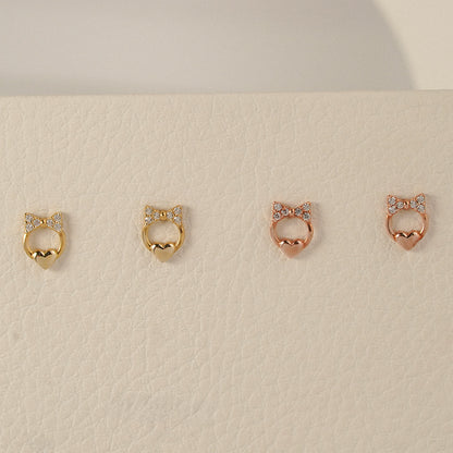 Bow Heart Stud Earrings