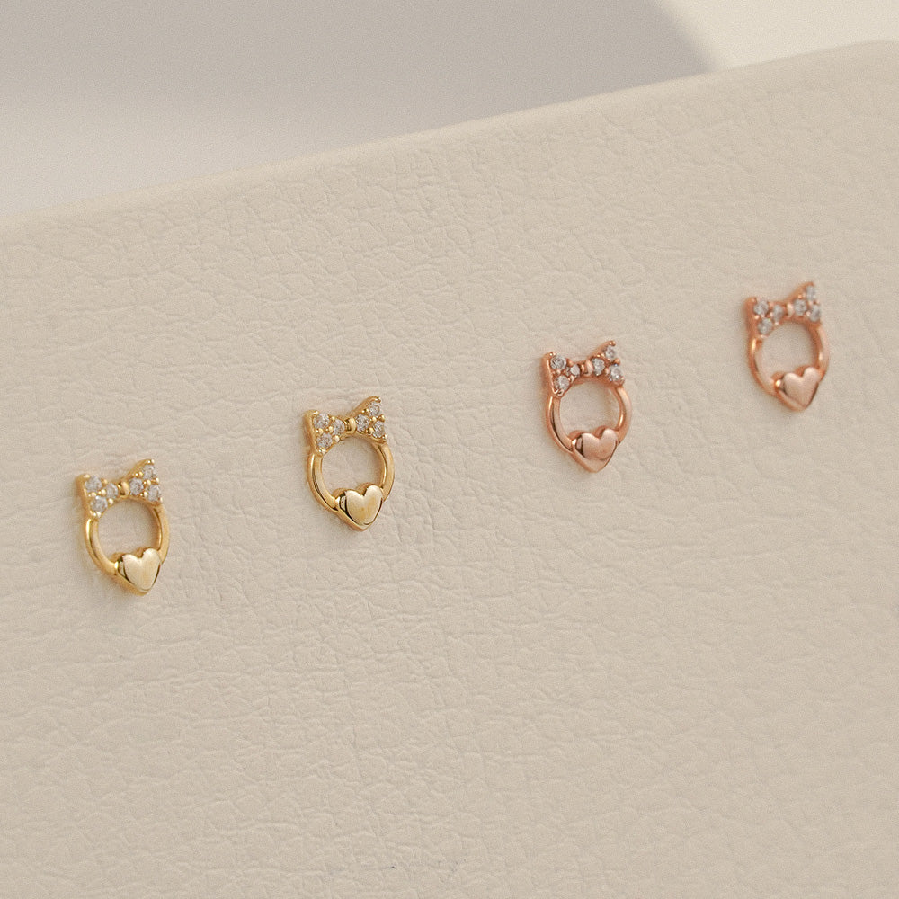 Bow Heart Stud Earrings