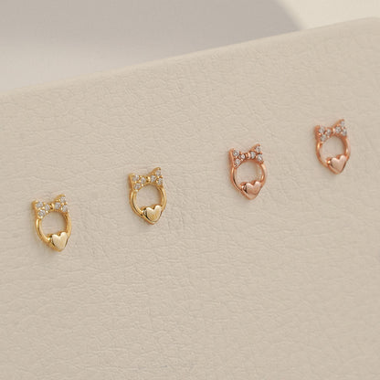 Bow Heart Stud Earrings