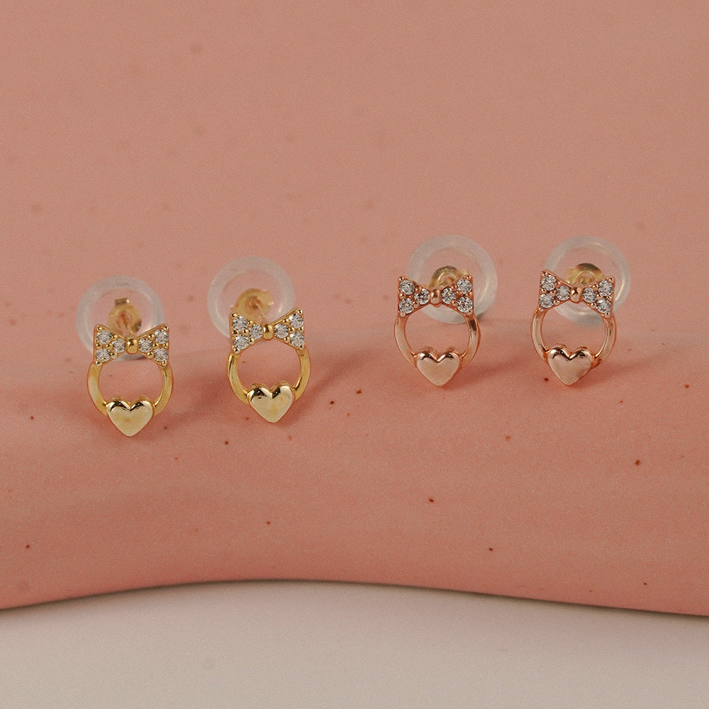 Bow Heart Stud Earrings