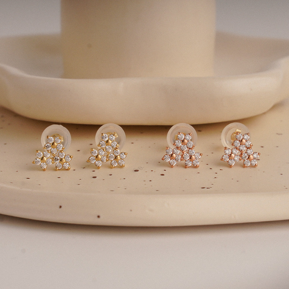 Flower Cluster Stud Earrings