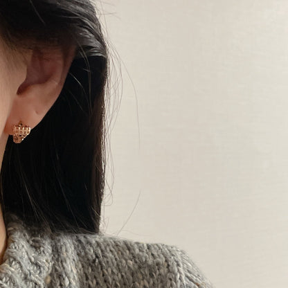 Heart Net Huggie Earrings
